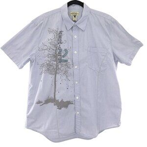 American Rag Y2K Cotton Short Sleeve Striped Soft Blue Button Up Men's Sz XL